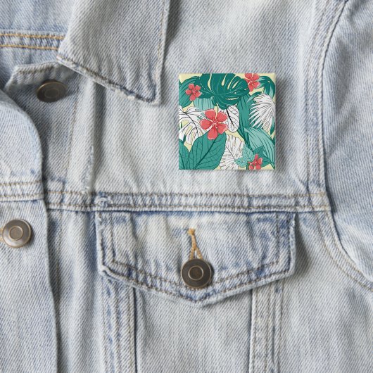 Tropische Vibe Vierkante Button 5,1 Cm (In situ)