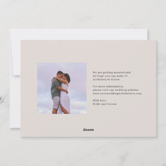 Tropische Vibe Wedding Save the Date Kaart (Achterkant)