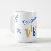 Tropische Vibes blauw & geel Koffiemok (Voorkant links)