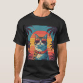 Tropische vibes "Blijf cool" Cat T-shirt - Retro P (Voorkant)