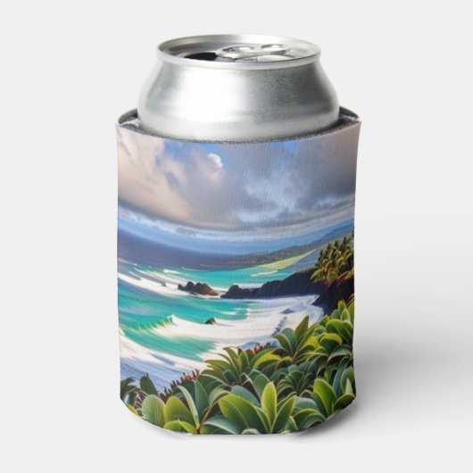 Tropische vibes blikjeskoeler (Blikje Voorkant)
