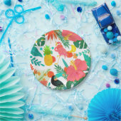 Tropische Vibes Floral Leaves Zomer Luau Party Papieren Bordje (Feest)