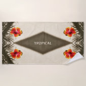 Tropische Vibes Hibiscus Polynesisch Hawaïaans Strandlaken (Voorkant)