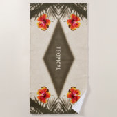 Tropische Vibes Hibiscus Polynesisch Hawaïaans Strandlaken (Voorkant)