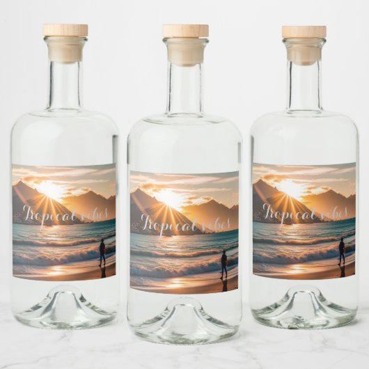 Tropische vibes likeurfles etiket (Flessen)