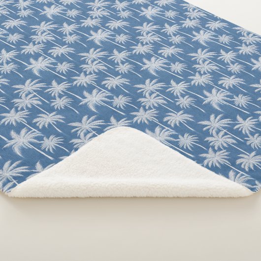 Tropische vibes Palmboom Blauw Sherpa Deken (3/4)