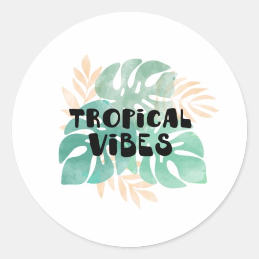 Tropische vibes ronde sticker (Voorkant)