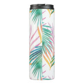 Tropische Vibes Roze en Blauwgroen Waterverf Palm Thermosbeker (Achterkant)
