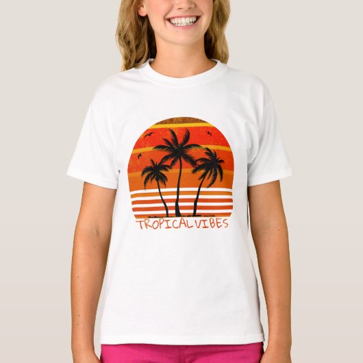 Tropische Vibes, Sunset Beach T-shirt (Voorkant)