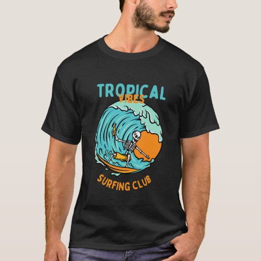 Tropische vibes surfclub t-shirt (Voorkant)