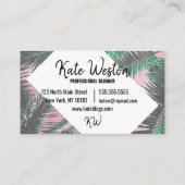 Tropische Vibes Typografie Roze Waterverf Palmen Visitekaartje (Achterkant)