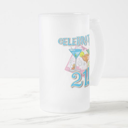 Tropische viering 21 matglas bierpul (Voorkant rechts)