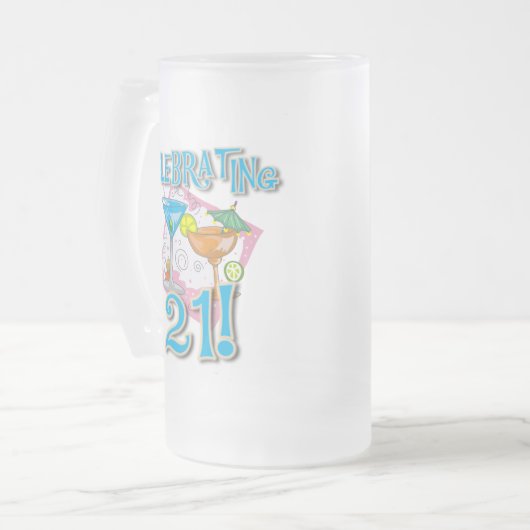 Tropische viering 21 matglas bierpul (Voorkant links)