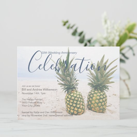Tropische viering van het 50ste Jubileum Kaart (Staand voorkant)