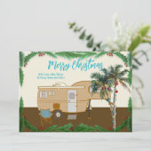 Tropische Vijfde Wiel Camper RV Christmas Kaart (Staand voorkant)