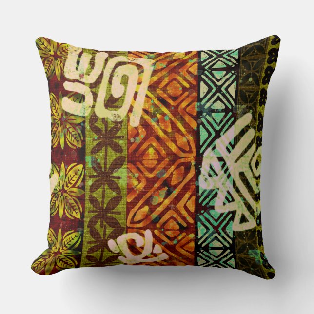 Tropische vintage 60s Hawaiian barkcloth Throw Pil Kussen (Voorkant)