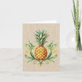 Tropische Vintage Gele Ananas Notitiekaartje