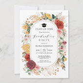 Tropische Vintage Pampas Floral Garden Afstuderen  Kaart (Voorkant)