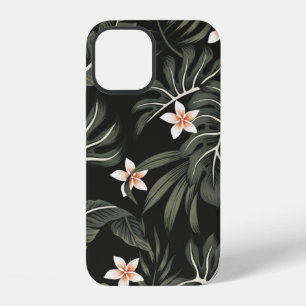 Tropische vintage plumeria bloem, strelitzia, palm iPhone 12 hoesje