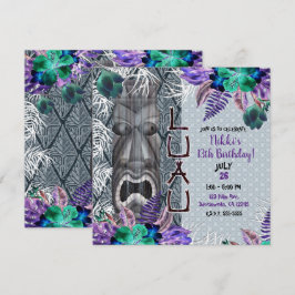 Tropische Vintage Retro Bloem Tiki Hawaiaanse Luau Kaart