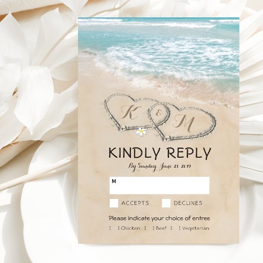 Tropische Vintage Strand Bruiloft RSVP Menu Keuzes