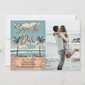 Tropische Vintage Strand Foto Bewaar de Datum Kaart (Voorkant)