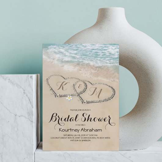 Tropische Vintage Strand Hart Bruidsborrel Kaart