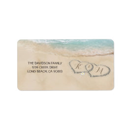 Tropische Vintage Strand Harten in Zand Etiket