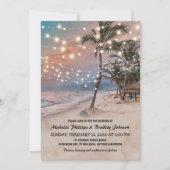 Tropische Vintage Strandlichten Bruiloft Kaart (Voorkant)