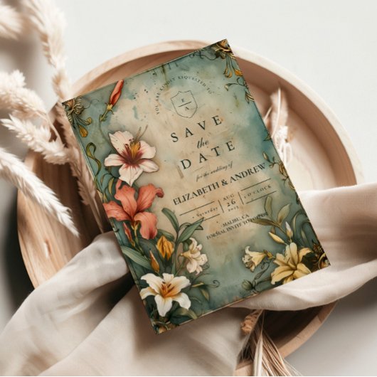 Tropische Vintage Tuin Bruiloft Save The Date