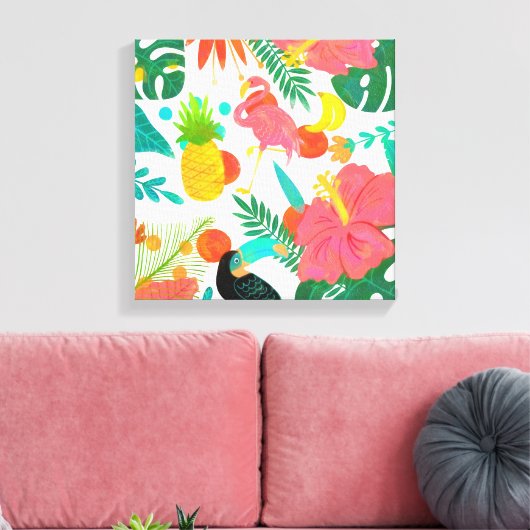 Tropische virussen Floral verlaten Summer Chic Canvas Afdruk (Insitu (Woonkamer))