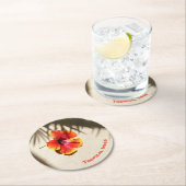 Tropische virussen Hibiscus op zand  Ronde Kartonnen Onderzetter (Insitu)