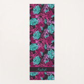 Tropische virussen | Roze en Blauw Monstera Leaf Yogamat (Voorkant)