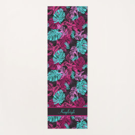 Tropische virussen | Roze en Blauw Monstera Leaf Yogamat
