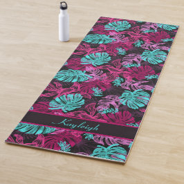 Tropische virussen | Roze en Blauw Monstera Leaf Yogamat