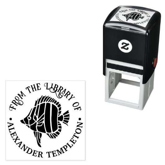 Tropische Vis #3b Bibliotheek Boeknaam Zelfinktende Stempel (In situ)