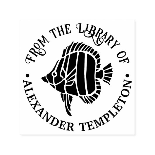Tropische Vis #3b Bibliotheek Boeknaam Zelfinktende Stempel (Design)