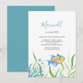 Tropische vis 5e verjaardag partij Waterverf Kaart (Voorkant / Achterkant)