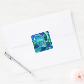 Tropische vis, blauw en groen, vierkante sticker (Envelop)