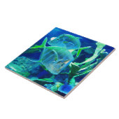 Tropische vis, blauw, keramische Tegel Tegeltje (Zijkant)