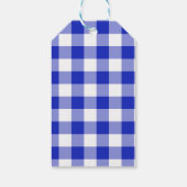 Tropische Vis, Blauwe Gingham Gelukkige 1e Verjaar Cadeaulabel (Achterkant)