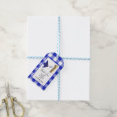 Tropische Vis, Blauwe Gingham Verjaardag Bedankt Cadeaulabel (Met Touw)
