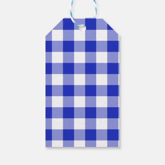 Tropische Vis, Blauwe Gingham Verjaardag Bedankt Cadeaulabel (Achterkant)