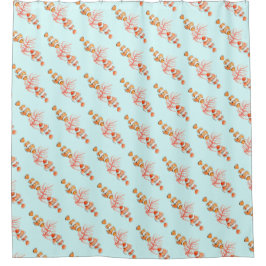 Tropische vis clown vis waterverf en koraal douchegordijn