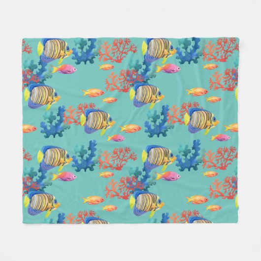 Tropische vis en koraal fleece deken (Voorkant (Horizontaal))