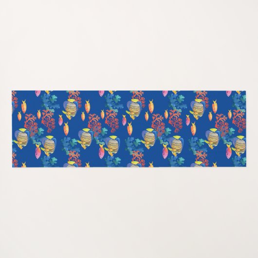 Tropische vis en koraal op blauw yogamat (Achterkant (horizontaal))
