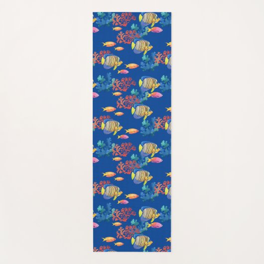 Tropische vis en koraal op blauw yogamat (Voorkant)