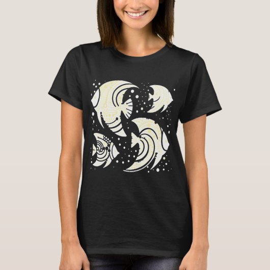 Tropische vis geel en wit t-shirt (Voorkant)