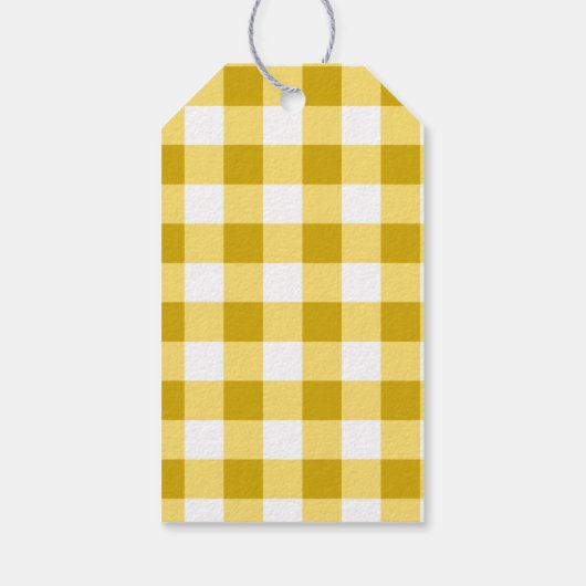 Tropische Vis Geel Gingham Gelukkige 1e Verjaardag Cadeaulabel (Achterkant)