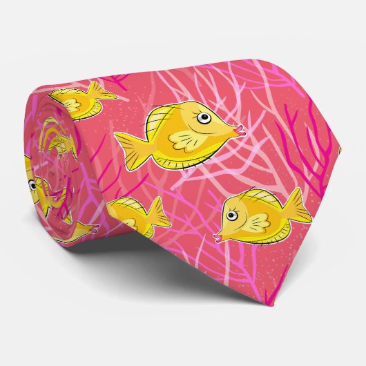 Tropische vis Hawaiian Yellow Tang Stropdas (Opgerold)